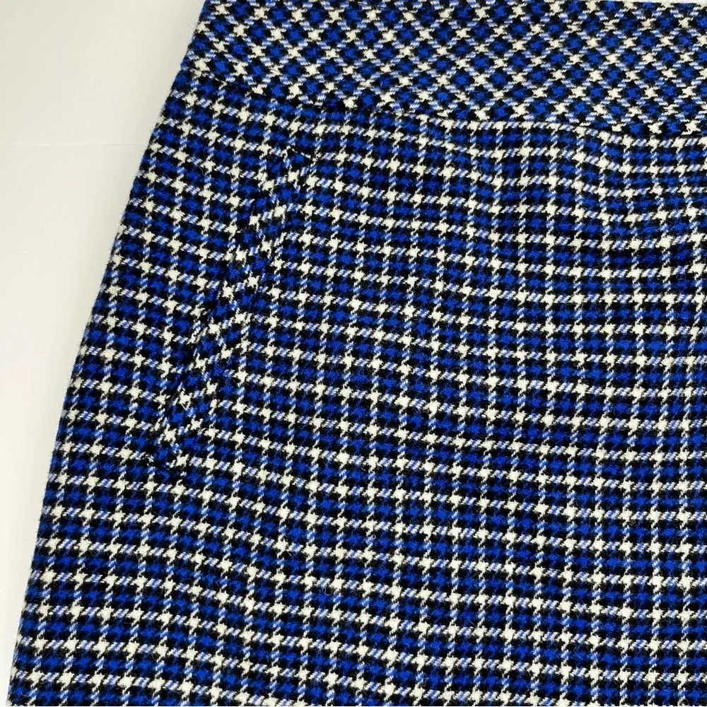 Talbots Blue Houndstooth Wool Blend Skirt Size‎ 6